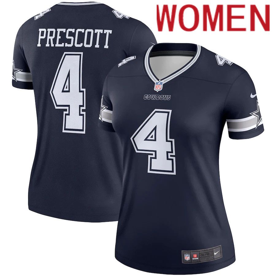 Women Dallas Cowboys #4 Dak Prescott Nike Navy Legend Player NFL Jersey->women nfl jersey->Women Jersey
